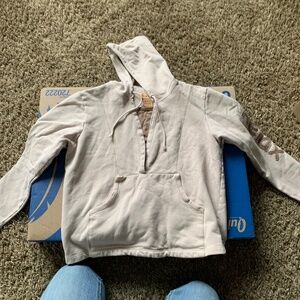 tan quarter zip hoodie